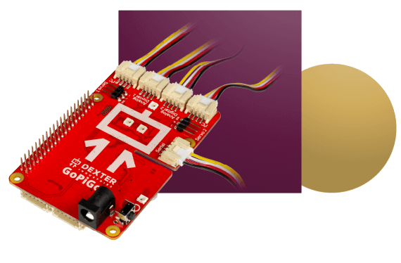GoPiGo has five sensor and actuator connection ports plus two ports for Servo motors.